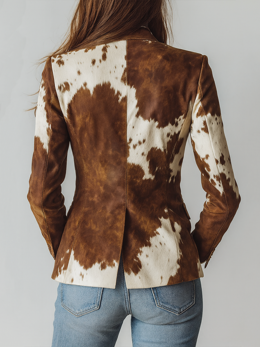 Agathe | Vintage Blazer Printed Cow Eco-Responsible