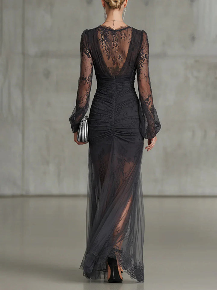 Tessa | Lace Ruched Sheer Dress