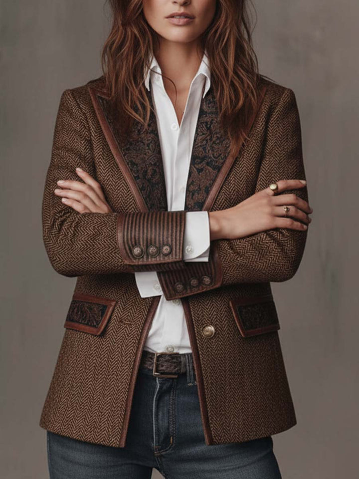 Gisèle | Blazer with Printed Chevron Inserts