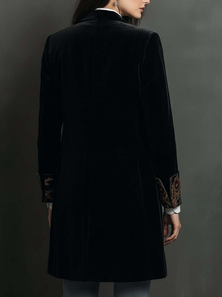 Léontine | Slim Fit Printed Baroque Black Blazer