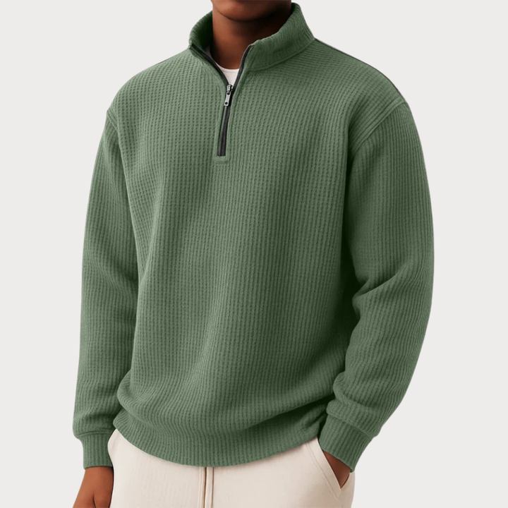 Zip-up sweater with everyday comfort and timeless style