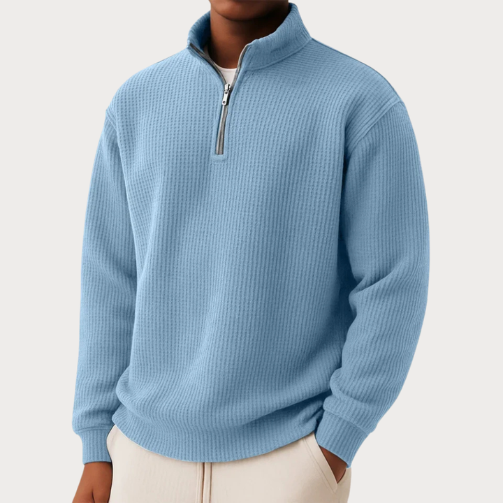 Zip-up sweater with everyday comfort and timeless style