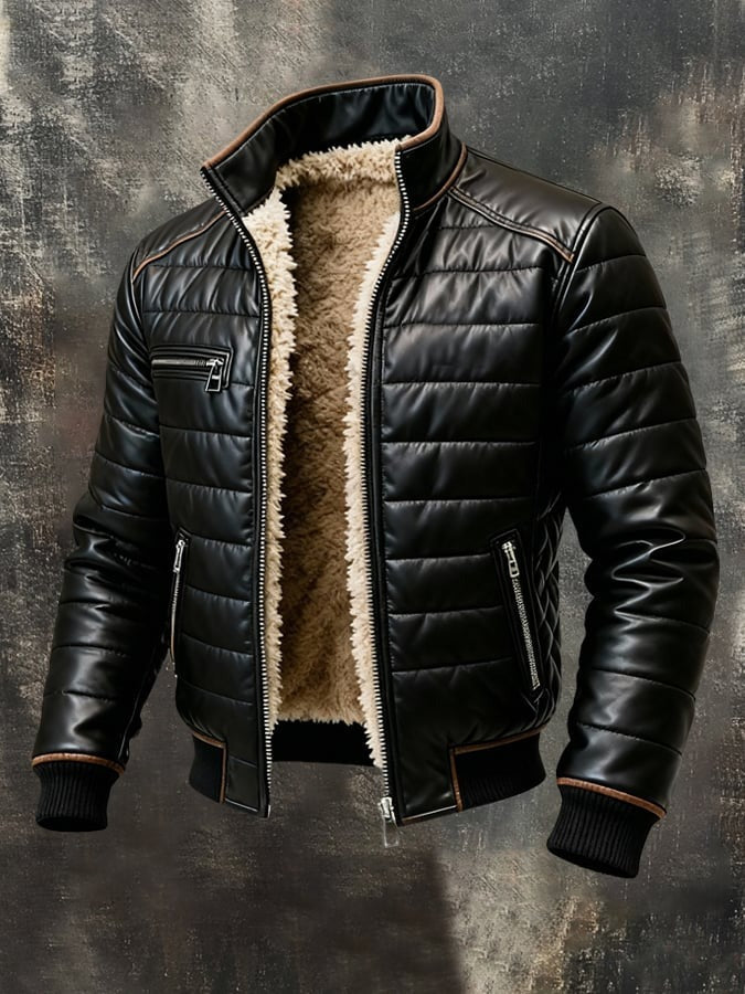 Coat with a high collar and refined cut