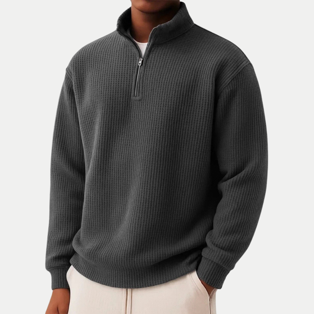 Zip-up sweater with everyday comfort and timeless style