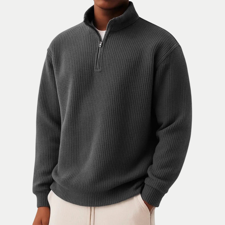 Zip-up sweater with everyday comfort and timeless style