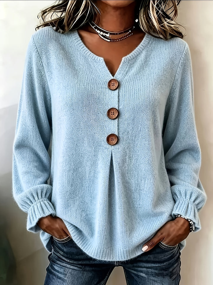 Lydia | The Pleated Henley Top