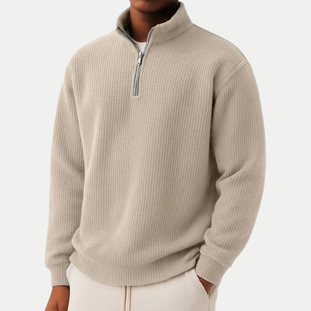 Zip-up sweater with everyday comfort and timeless style