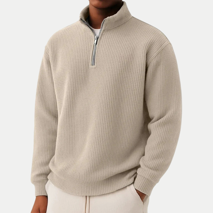 Zip-up sweater with everyday comfort and timeless style