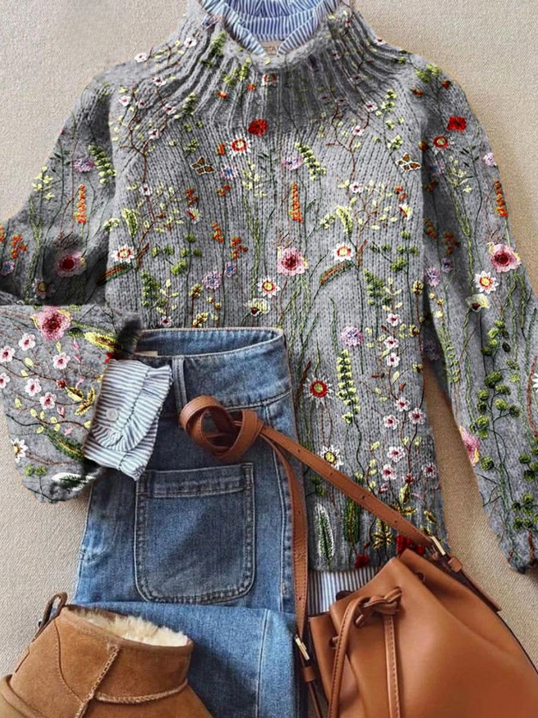 Celia | The Floral Roll Neck
