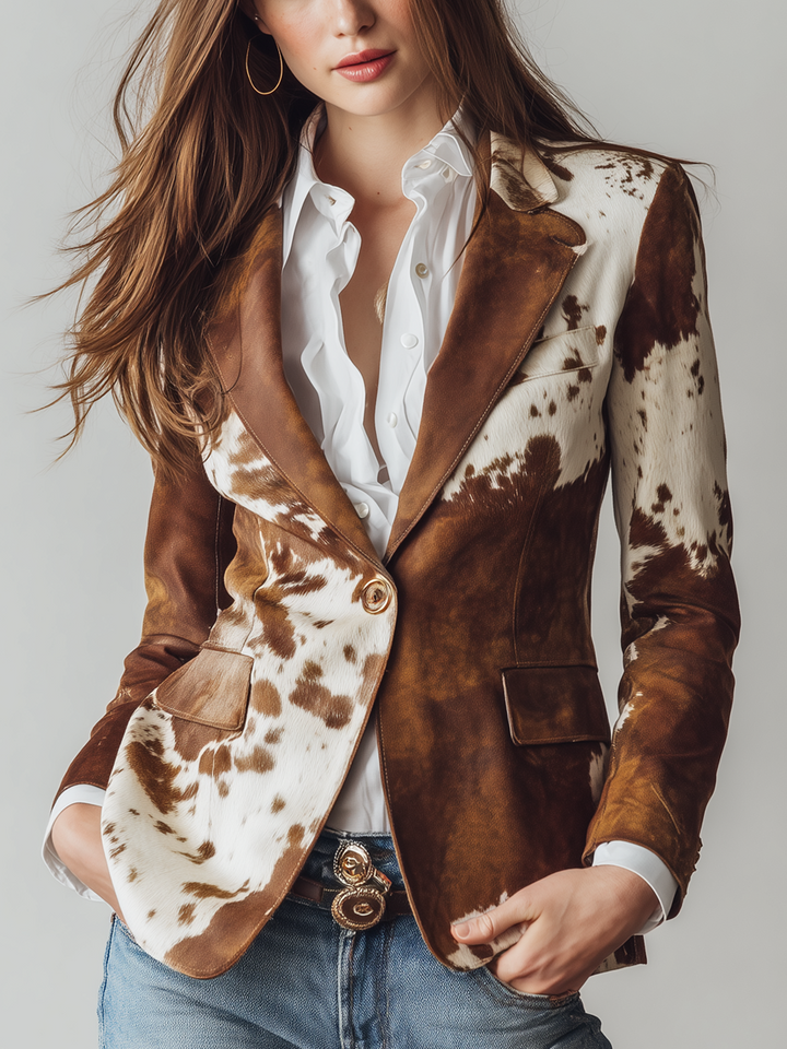 Agathe | Vintage Blazer Printed Cow Eco-Responsible