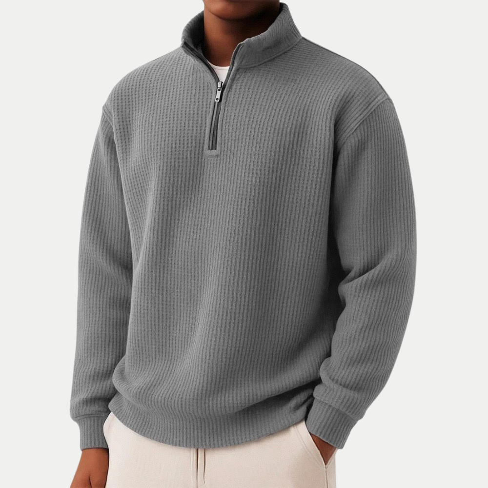 Zip-up sweater with everyday comfort and timeless style
