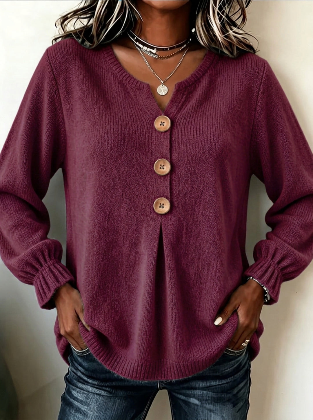 Lydia | The Pleated Henley Top
