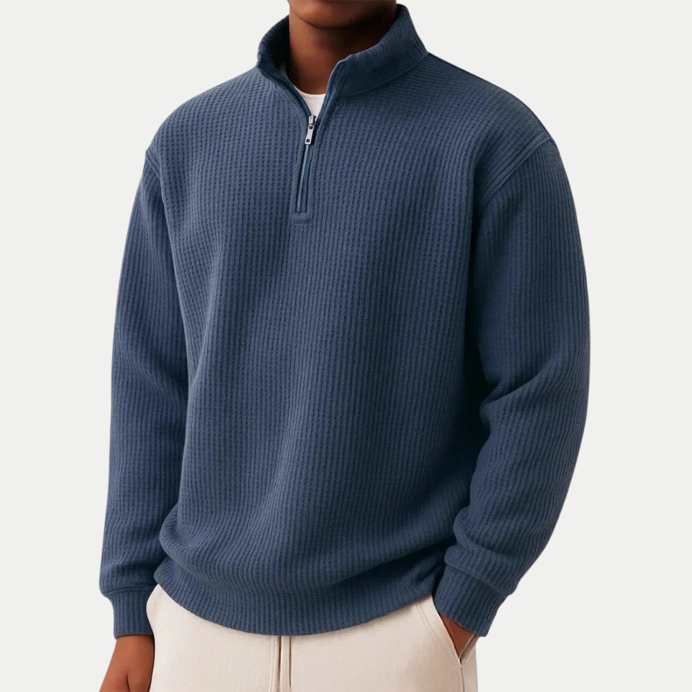 Zip-up sweater with everyday comfort and timeless style