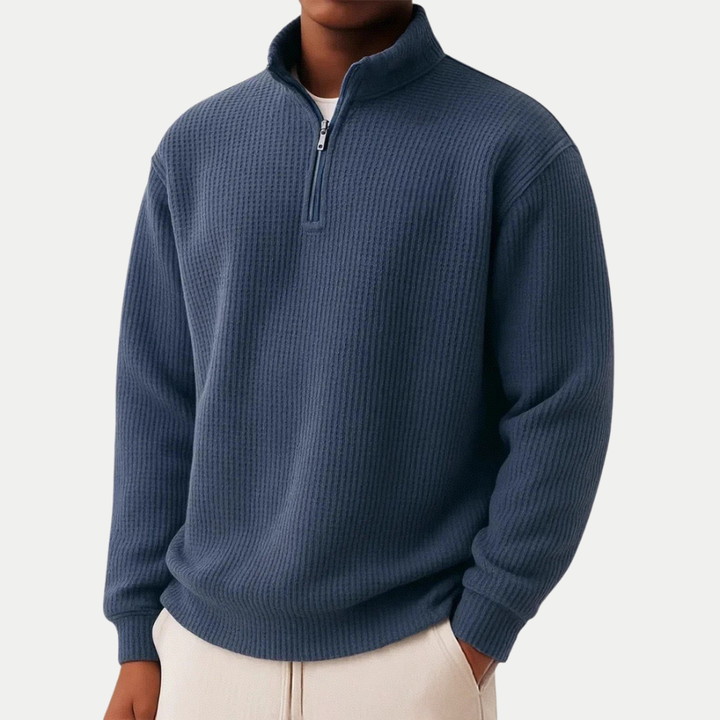 Zip-up sweater with everyday comfort and timeless style