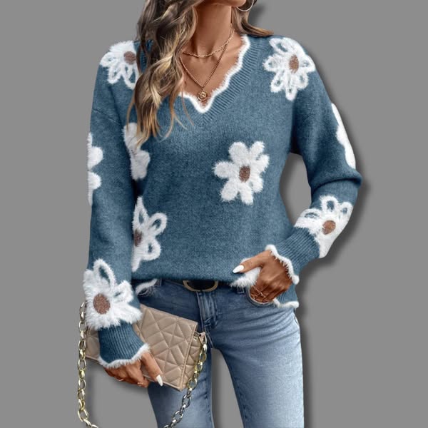 Juliet | The Floral V Neck Jumper