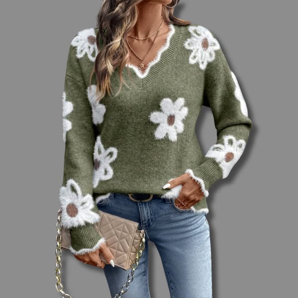 Juliet | The Floral V Neck Jumper