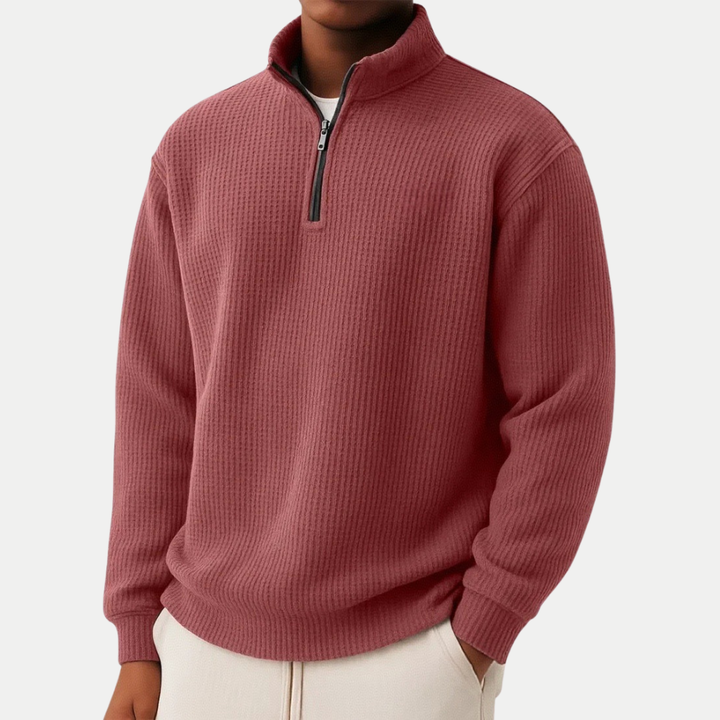 Zip-up sweater with everyday comfort and timeless style