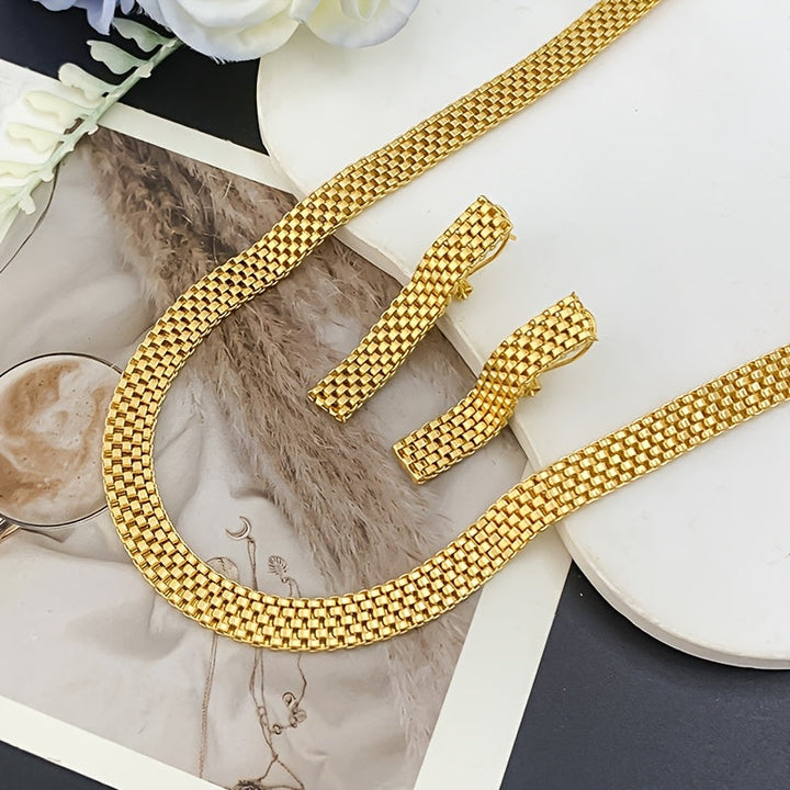 REFINED LONG NECKLACE, BRACELET & EARRINGS SET