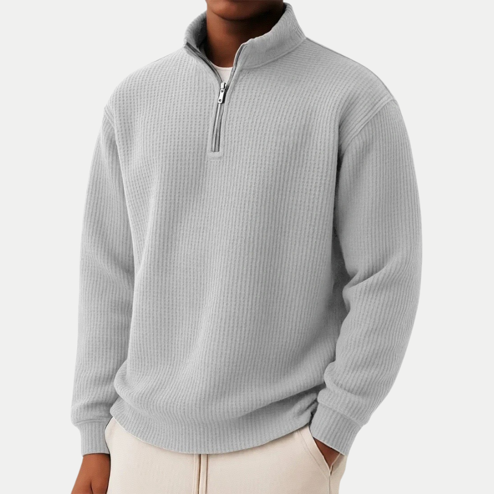 Zip-up sweater with everyday comfort and timeless style