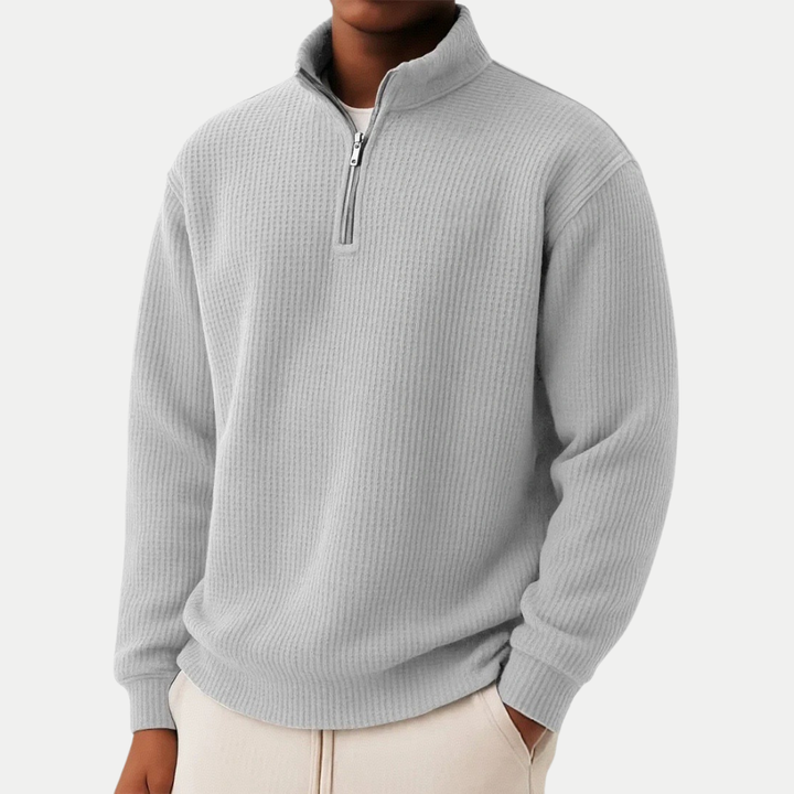 Zip-up sweater with everyday comfort and timeless style