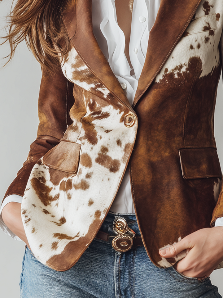 Agathe | Vintage Blazer Printed Cow Eco-Responsible