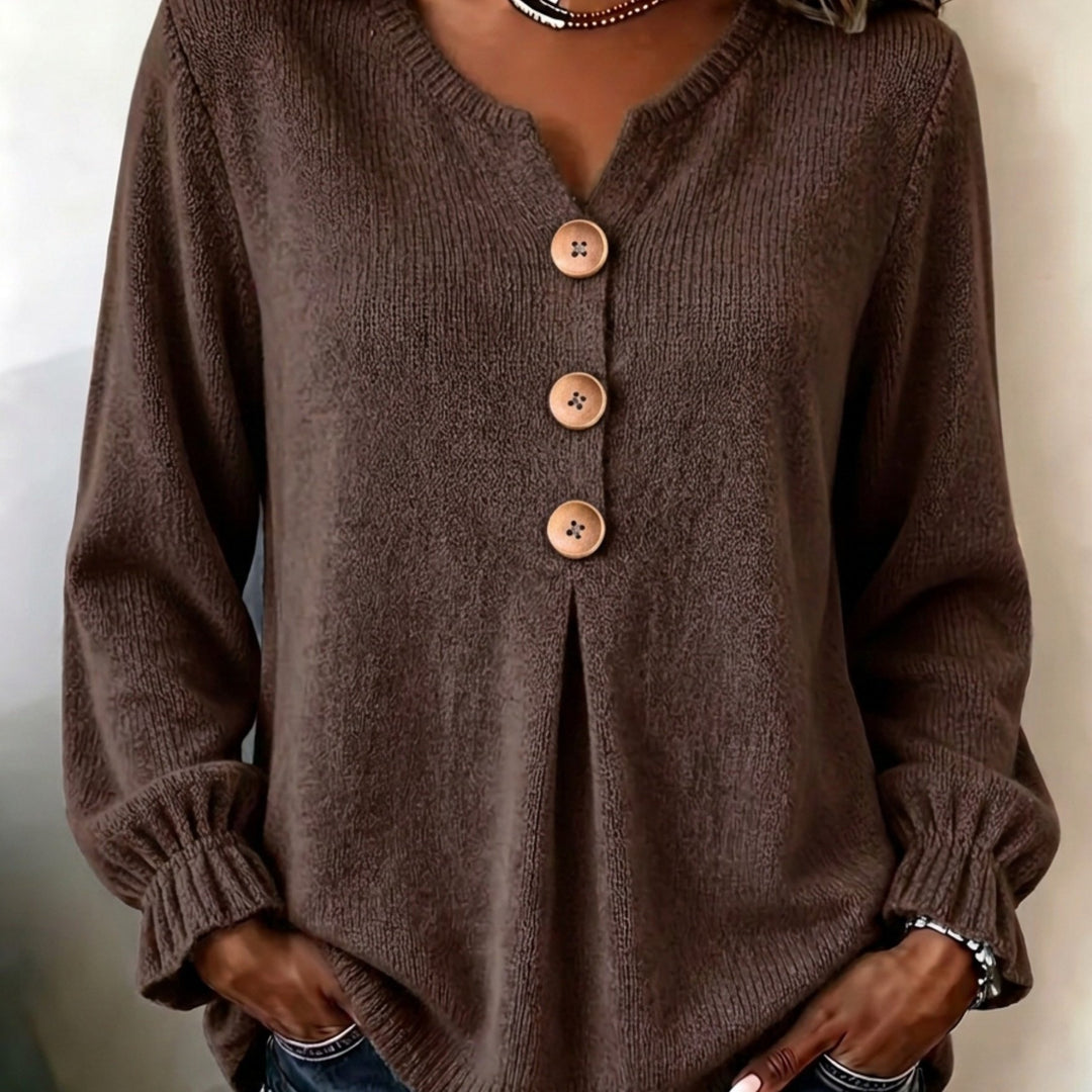 Lydia | The Pleated Henley Top