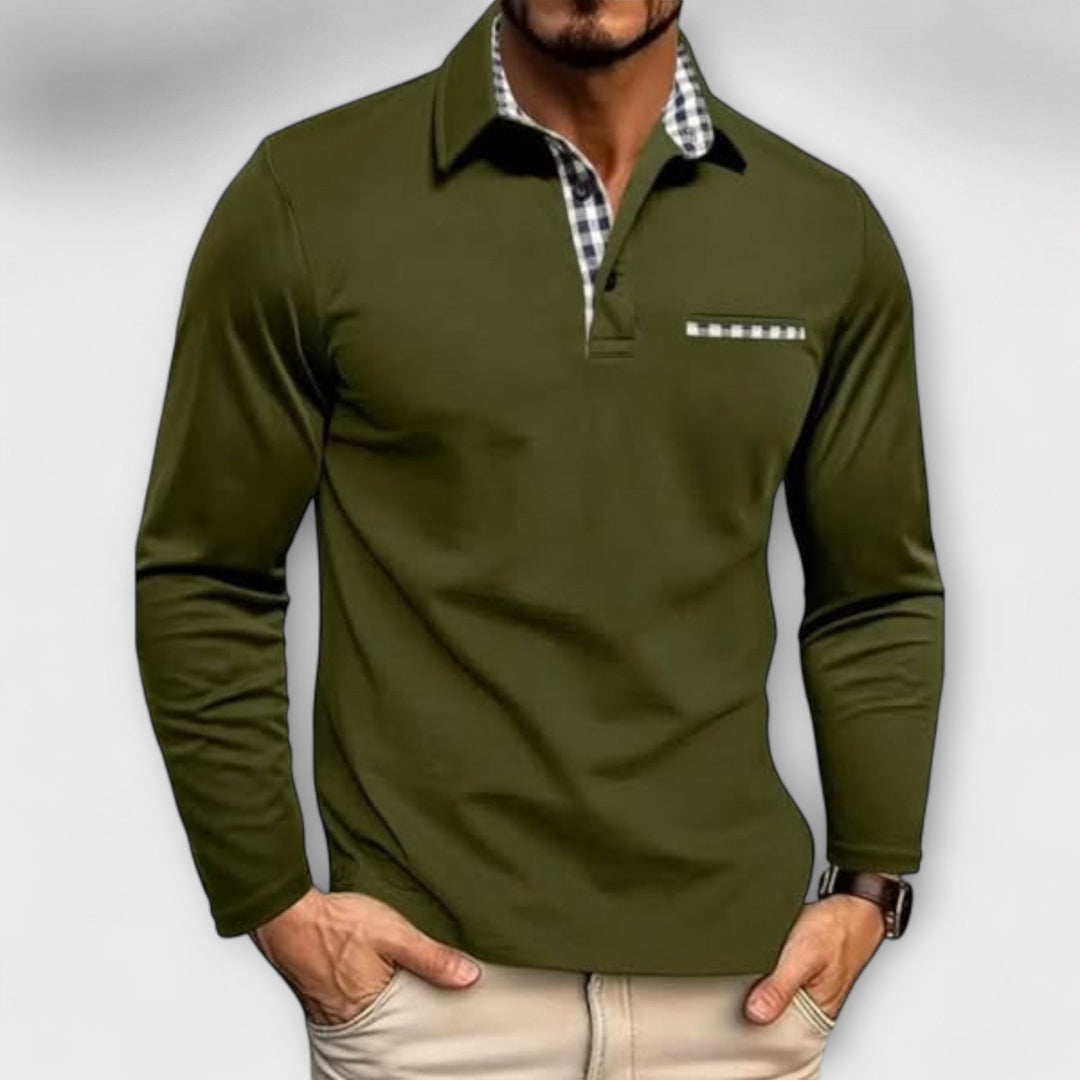 Classic long-sleeved polo shirt