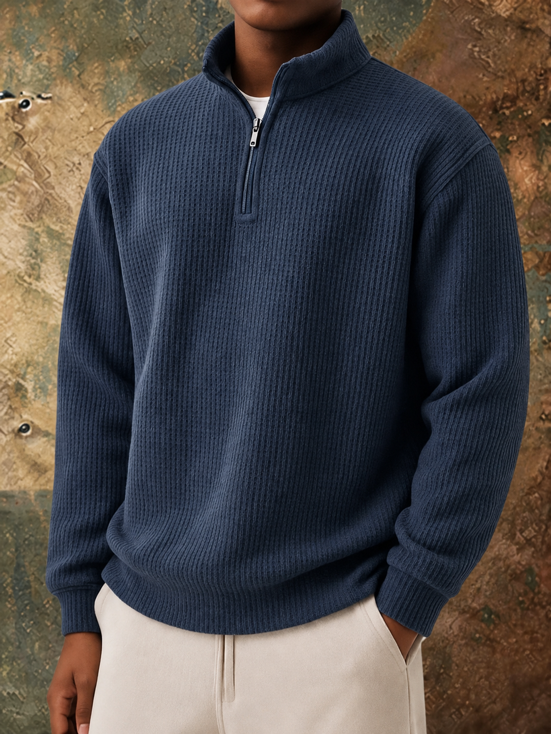 Zip-up sweater with everyday comfort and timeless style