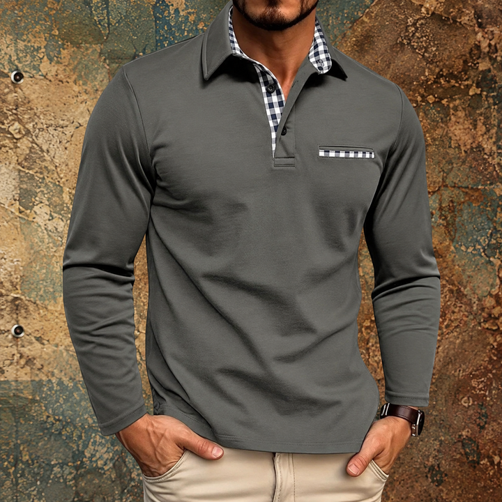Classic long-sleeved polo shirt