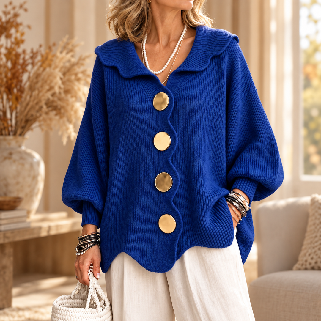 Elara - Ribbed Knit Button Cardigan