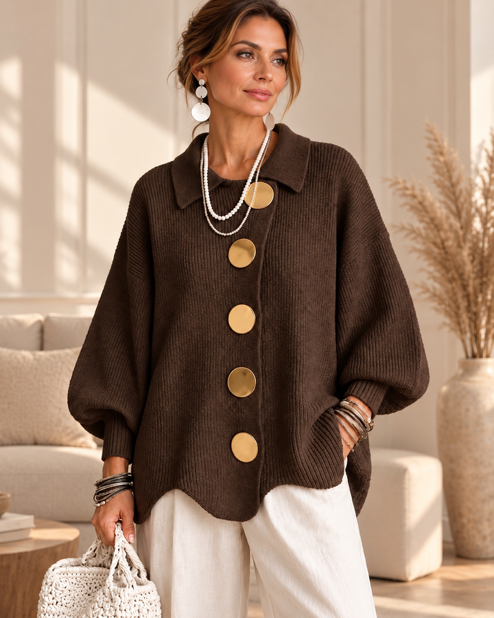 Annabel | Oversized Collared Button Cardigan