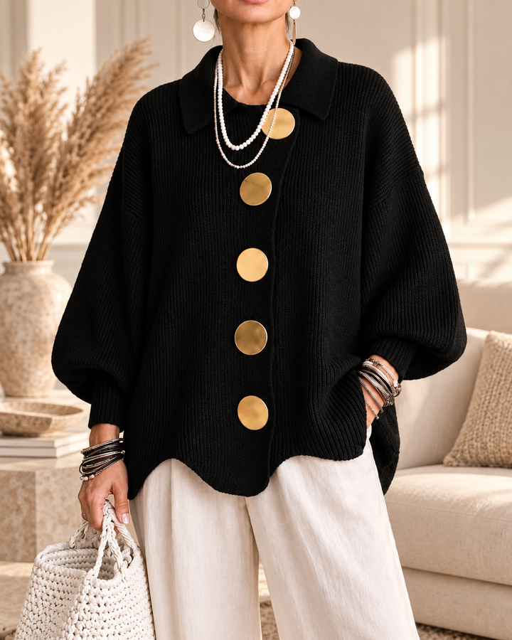 Annabel | Oversized Collared Button Cardigan