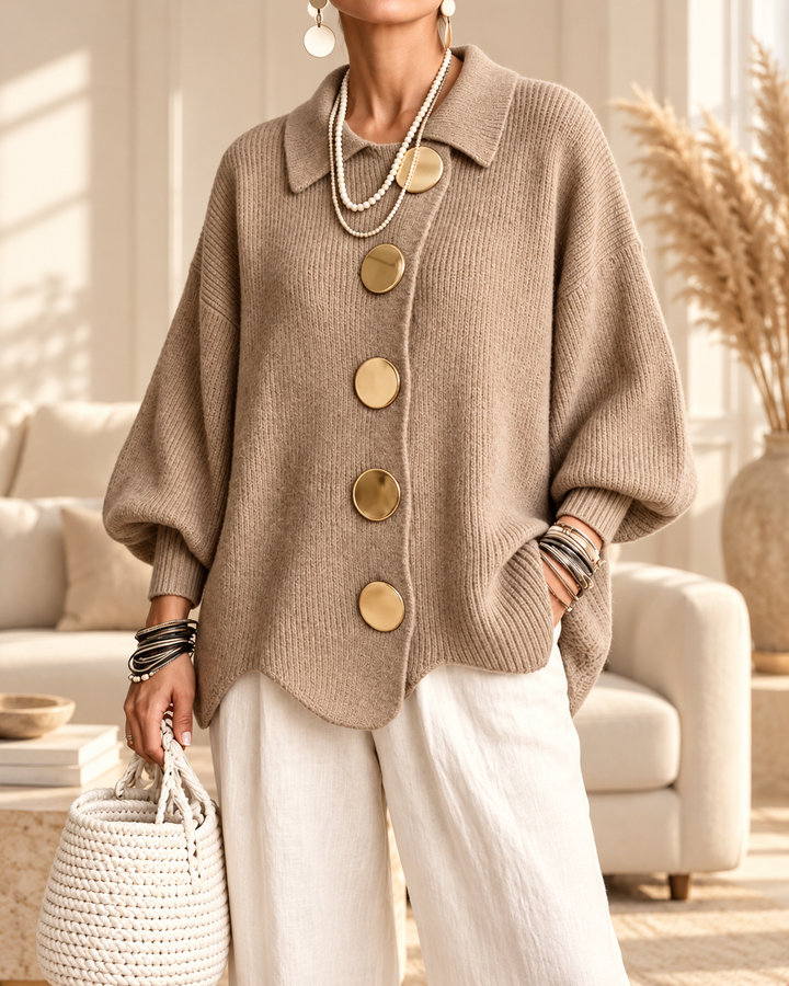 Annabel | Oversized Collared Button Cardigan