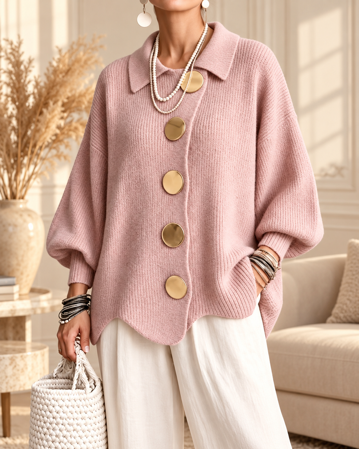 Annabel | Oversized Collared Button Cardigan