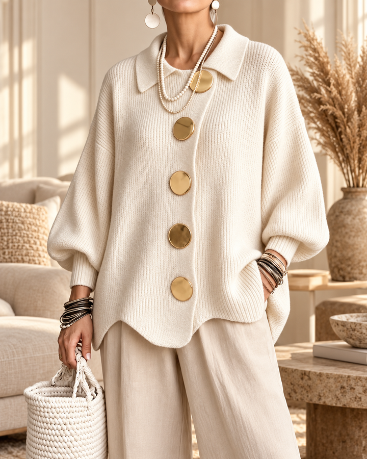 Annabel | Oversized Collared Button Cardigan