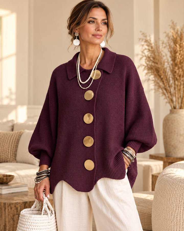 Annabel | Oversized Collared Button Cardigan