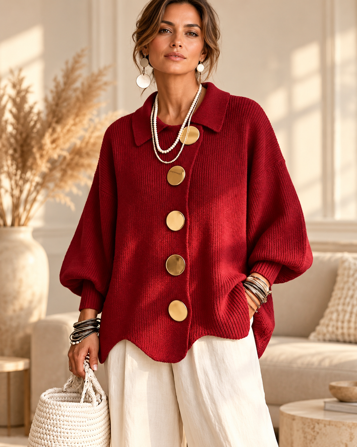 Annabel | Oversized Collared Button Cardigan