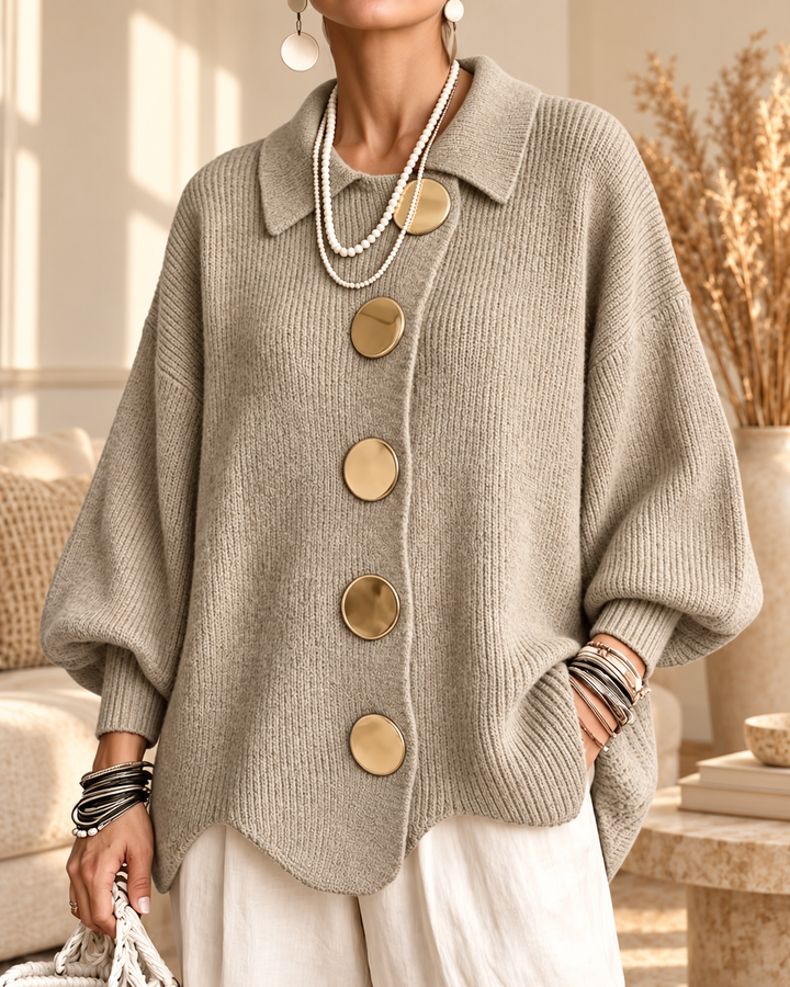 Annabel | Oversized Collared Button Cardigan