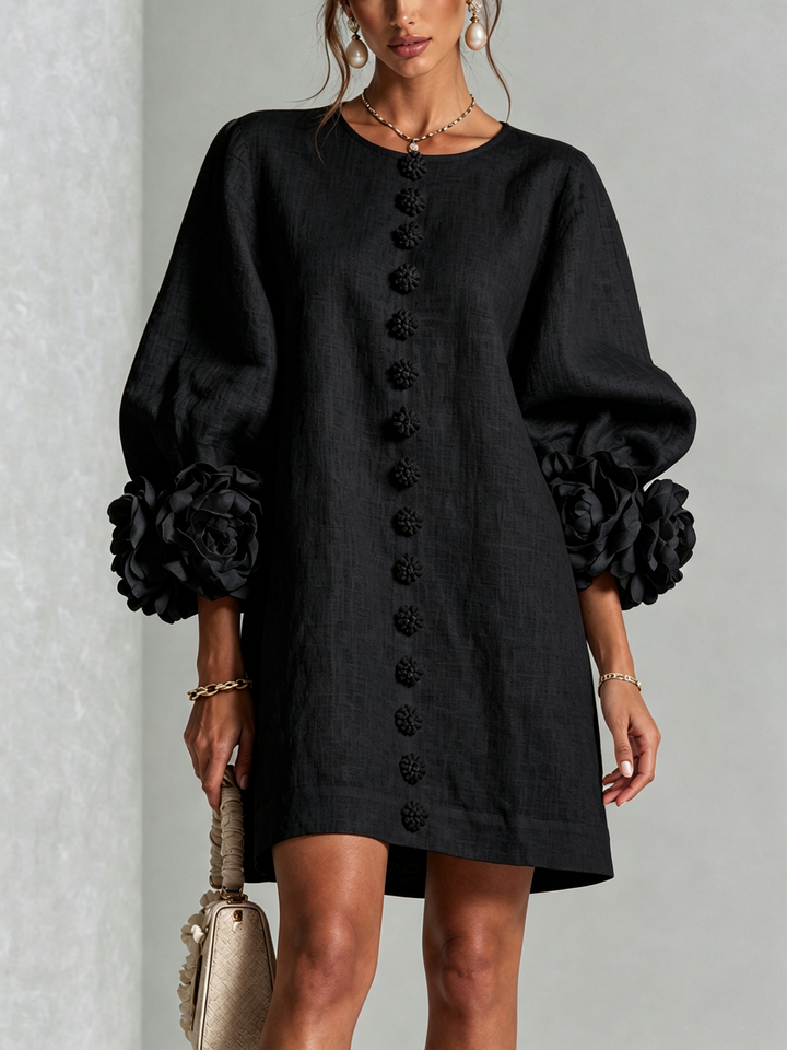 Anastasia | Floral-Cuff Statement Mini Dress