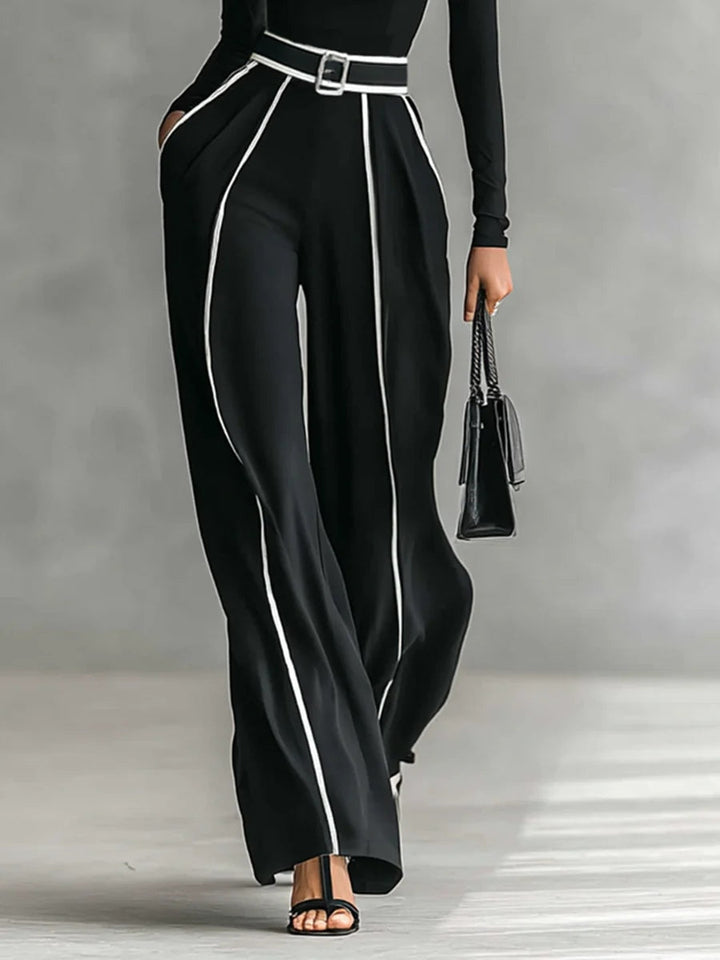 Emma | Elegant High-Neck and Wide-Leg Pants Set