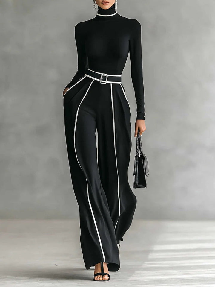 Emma | Elegant High-Neck and Wide-Leg Pants Set
