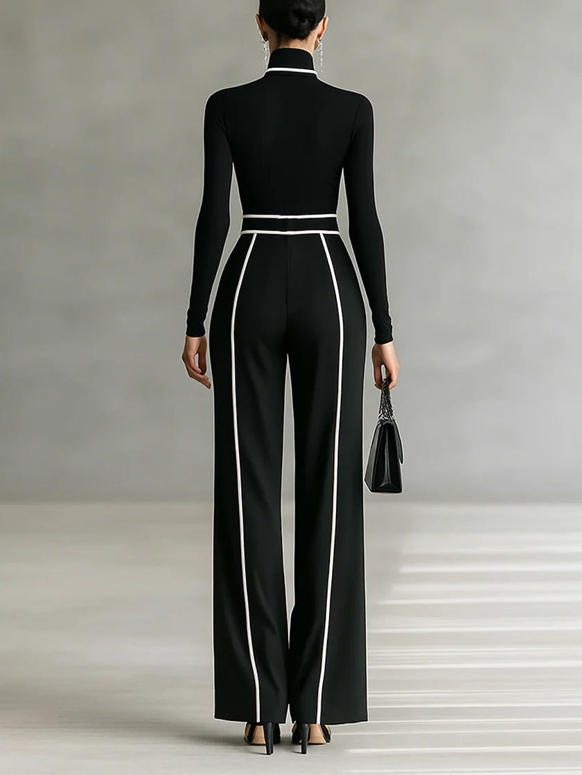 Emma | Elegant High-Neck and Wide-Leg Pants Set