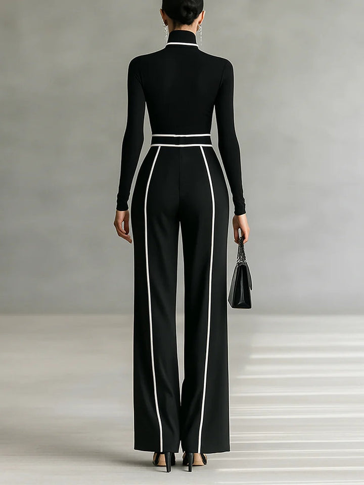 Emma | Elegant High-Neck and Wide-Leg Pants Set