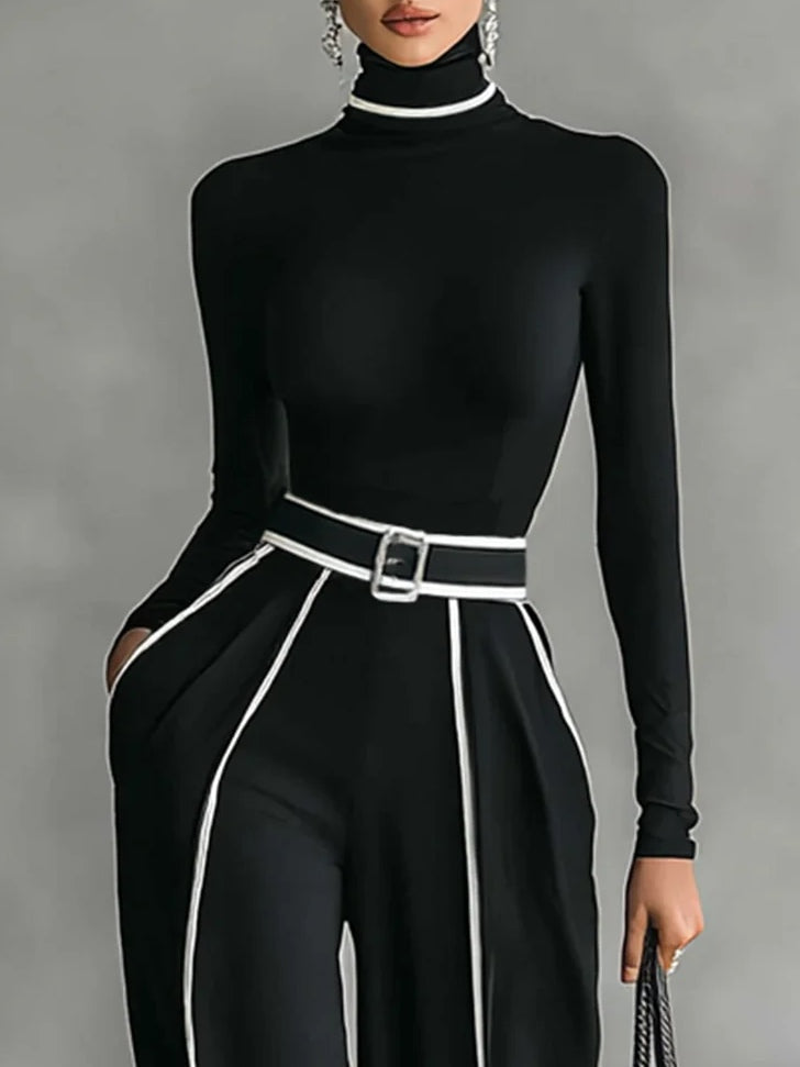 Emma | Elegant High-Neck and Wide-Leg Pants Set