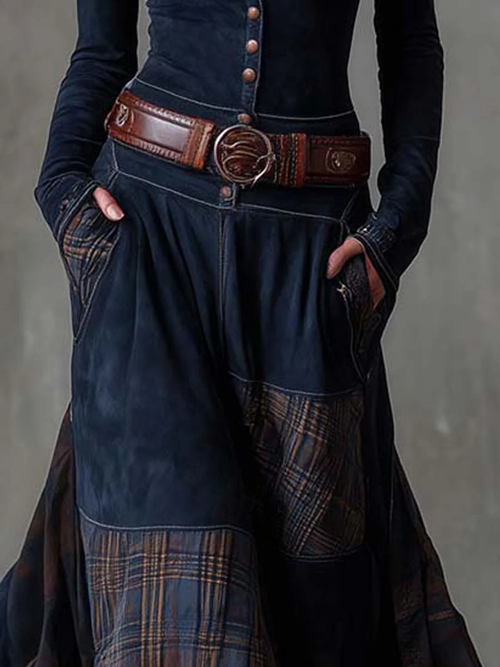 Elise | Suede Maxi Dress with Belt