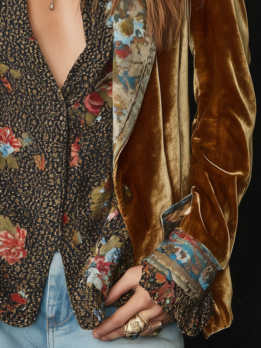 Marcelline | Blazer Patchwork Printed Floral Vintage
