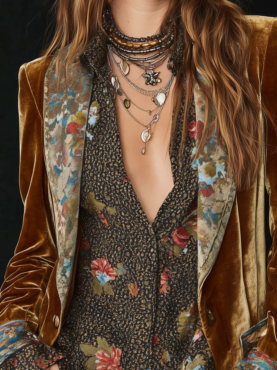 Marcelline | Blazer Patchwork Printed Floral Vintage