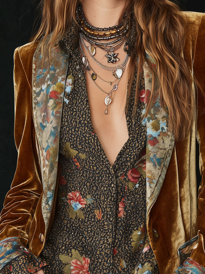 Marcelline | Blazer Patchwork Printed Floral Vintage