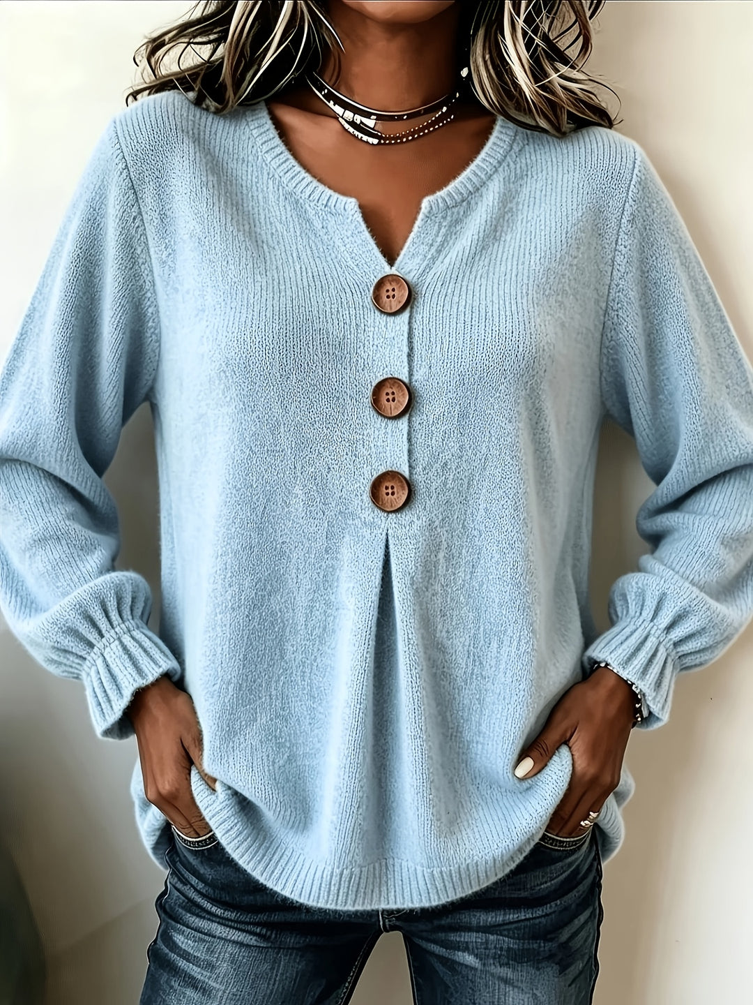 Lydia | The Pleated Henley Top