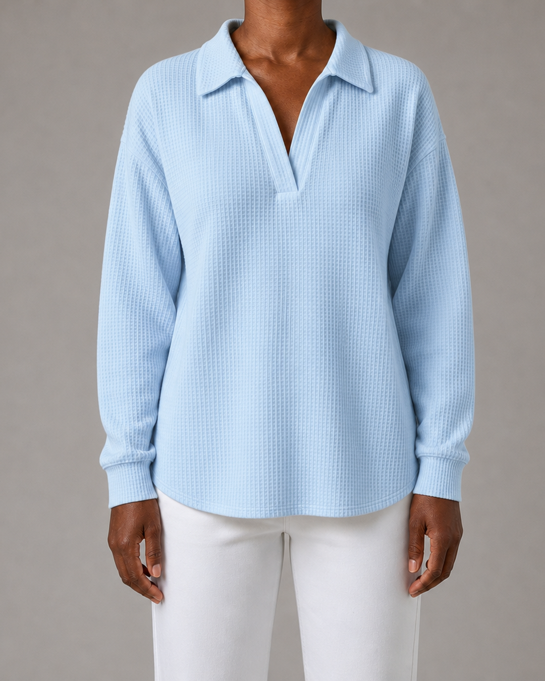 Alberta | Soft Waffle-Knit Polo Sweater